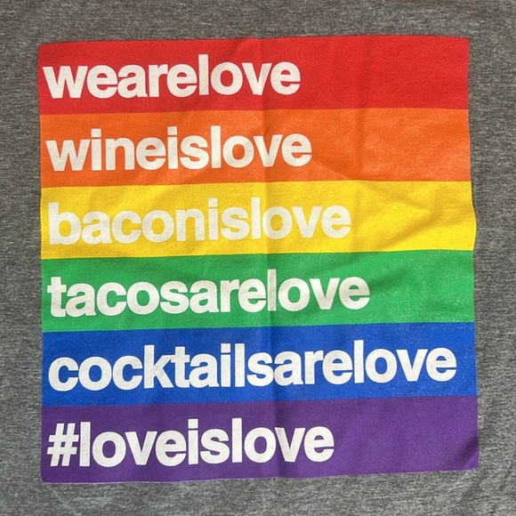 Women’s XS Gray T-Shirt with Rainbow Love Pride Print - Picture 2 of 5